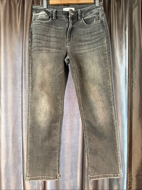 Flying Monkey Denim - Flying Monkey High-Rise Straight-Leg Jeans in Washed Gray